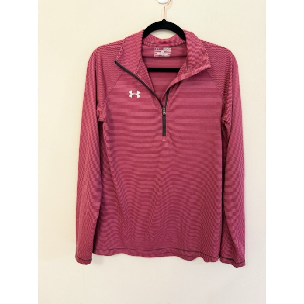 Under Armour HeatGear Women's M 1/4 Zip Mock Neck Pullover Pink/Black